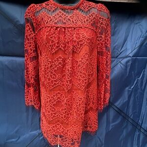 Blu Pepper Red Lace Tunic Top